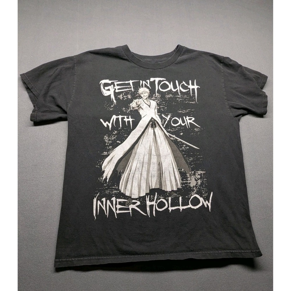 Bleach Shirt Mens L Black Ripple Junction Anime Ichigo Get in Touch Hollow Tee